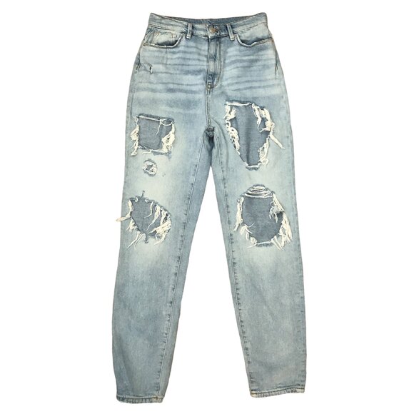 Urban Outfitters BDG Mom Jeans Women’s Size 27 Light Wash Distressed High Rise - Picture 2 of 12
